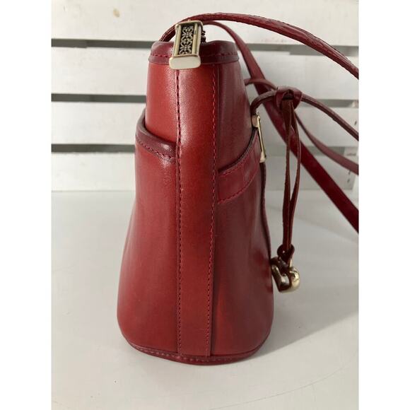 BRIGHTON SMALL RED SMOOTH LEATHER ANIMAL PRINT SHOULDR BAG - Picture 2 of 16